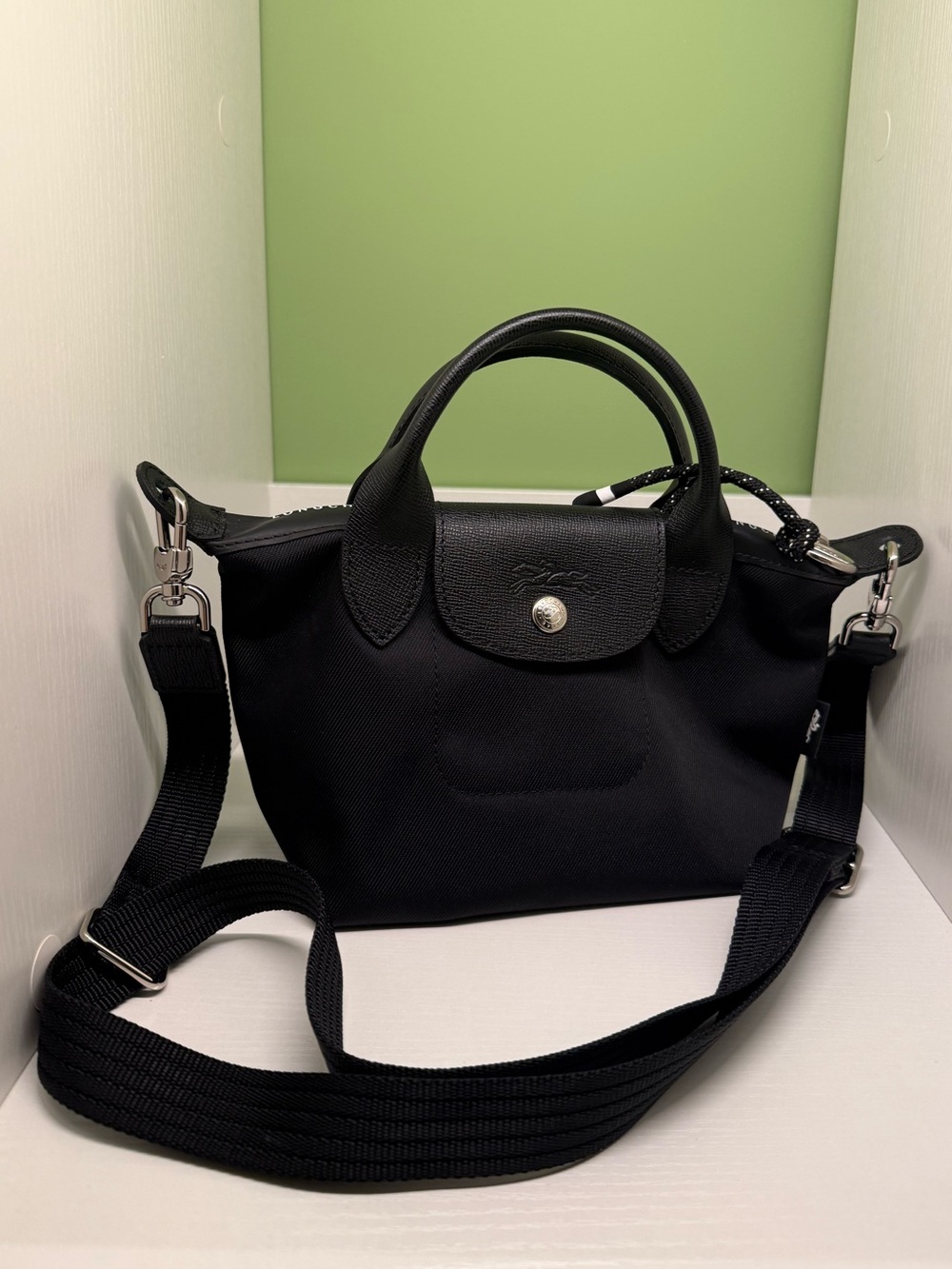 Longchamp Le Pliage Energy XS Handbag in Black Canvas - Picture 2 of 10